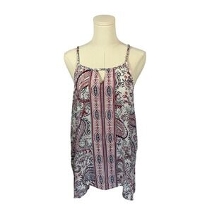 Knox Rose 100% Rayon White Racer Style Camisole Tank Top (Size L)